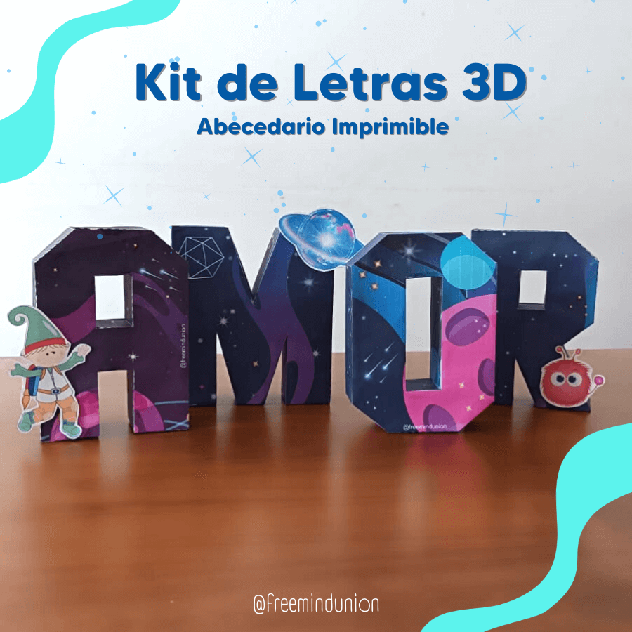Letras 3d Para Imprimir Kit Moldes Letras y Números 3D (para armar) - Free Mind